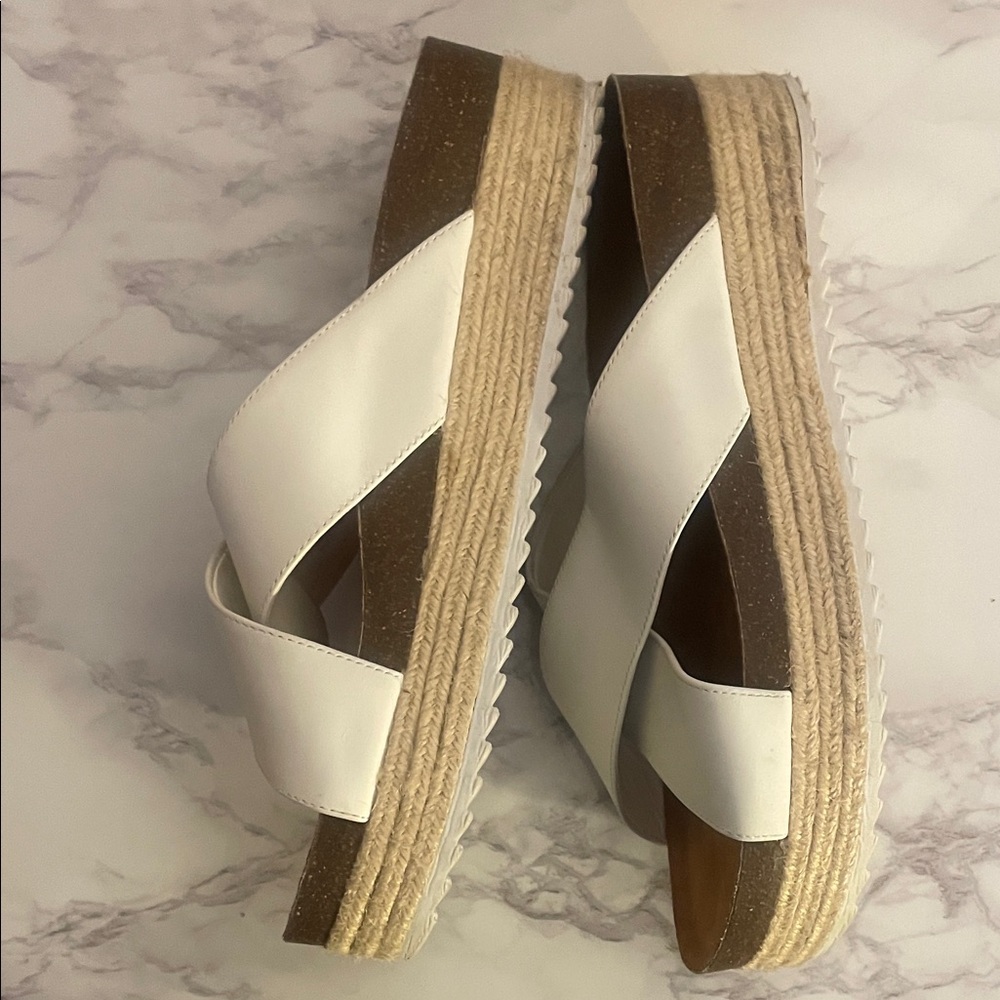 Gianni Bini White Crisscross Platform Slide Sandals - Picture 3 of 4